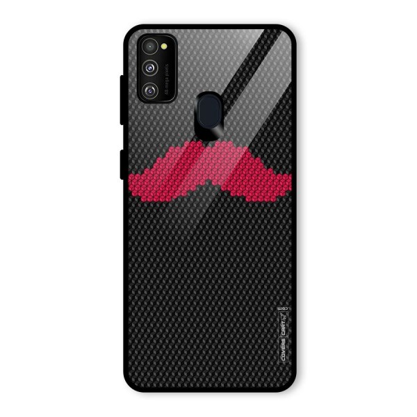 Pink Moustache Glass Back Case for Galaxy M21