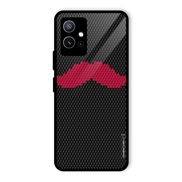 Pink Moustache Glass Back Case for Vivo T1 5G