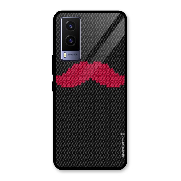 Pink Moustache Glass Back Case for Vivo V21e 5G