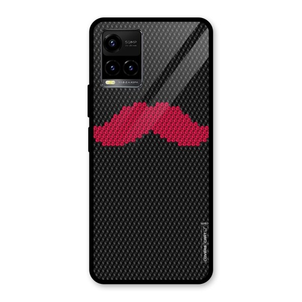 Pink Moustache Glass Back Case for Vivo Y21 2021