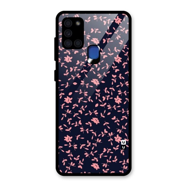 Pink Plant Design Glass Back Case for Galaxy A21s