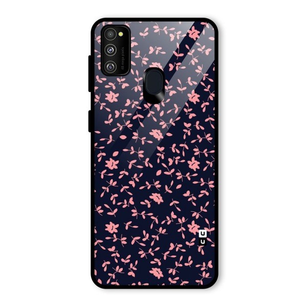 Pink Plant Design Glass Back Case for Galaxy M21