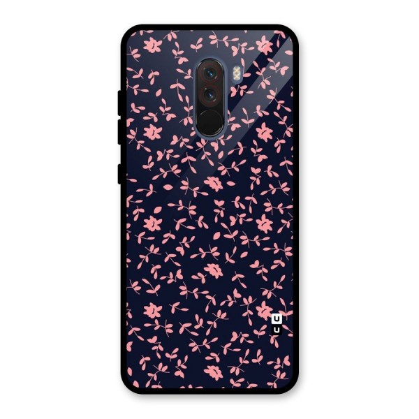 Pink Plant Design Glass Back Case for Poco F1