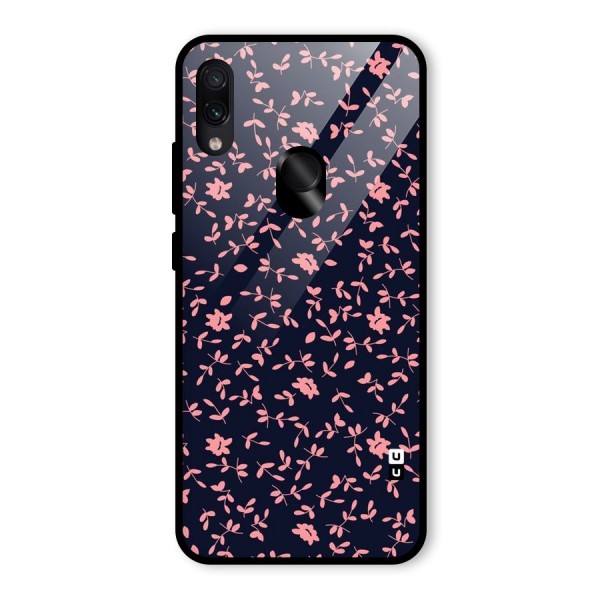Pink Plant Design Glass Back Case for Redmi Note 7S