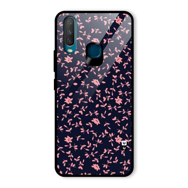 Pink Plant Design Glass Back Case for Vivo Y12