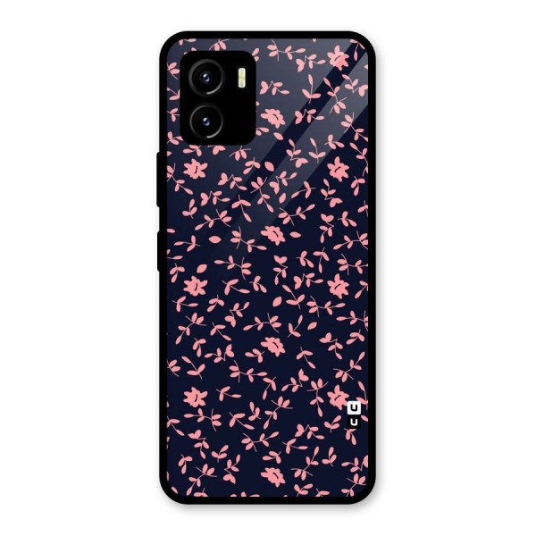 Pink Plant Design Glass Back Case for Vivo Y15s