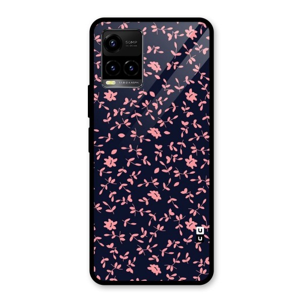 Pink Plant Design Glass Back Case for Vivo Y21G