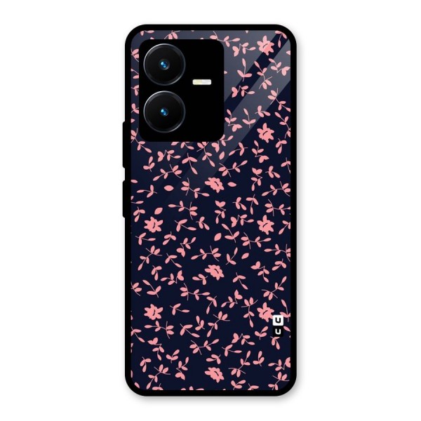 Pink Plant Design Glass Back Case for Vivo Y22