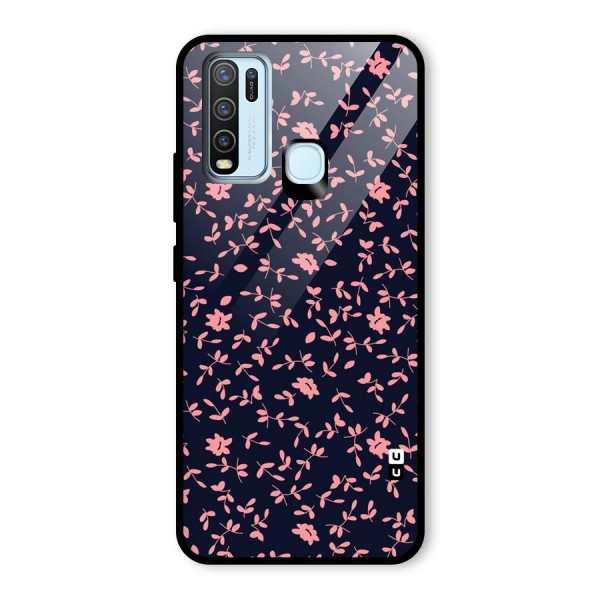 Pink Plant Design Glass Back Case for Vivo Y30