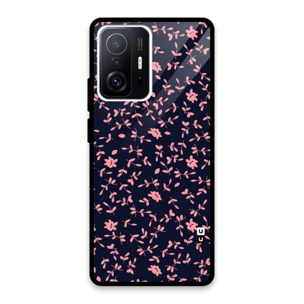 Pink Plant Design Glass Back Case for Xiaomi 11T Pro