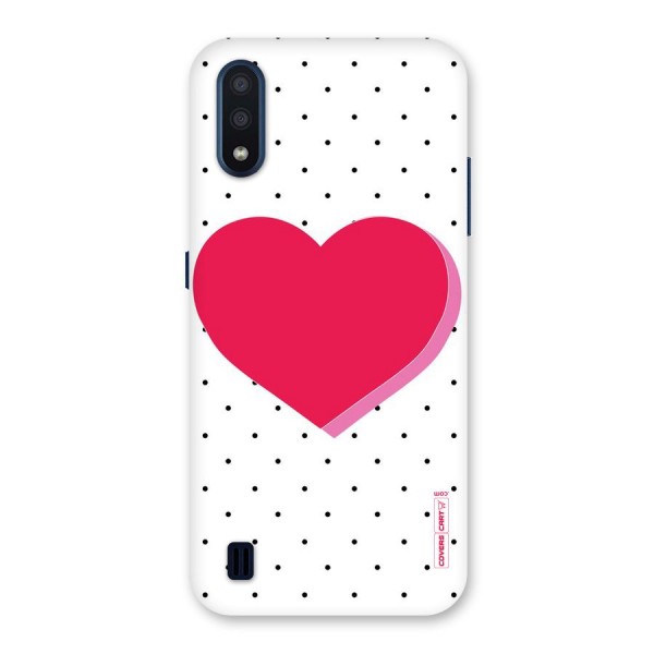 Pink Polka Heart Back Case for Galaxy M01