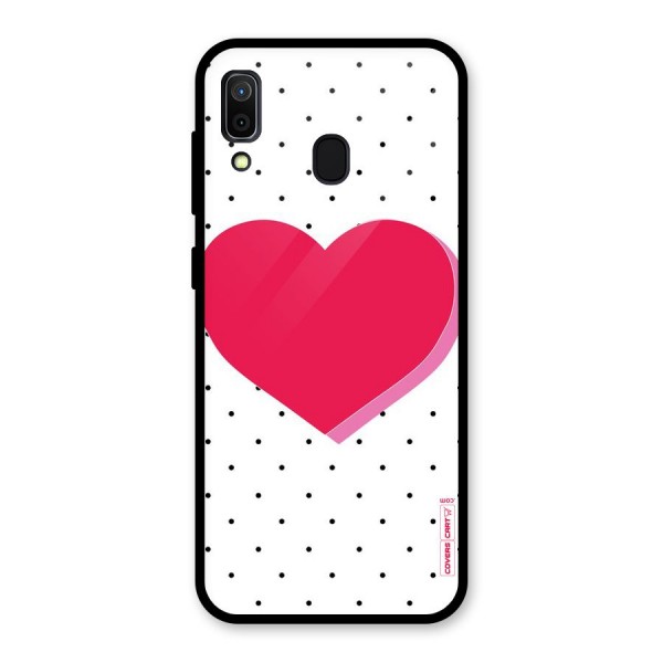 Pink Polka Heart Glass Back Case for Galaxy A30