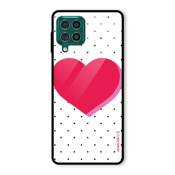 Pink Polka Heart Glass Back Case for Galaxy F62