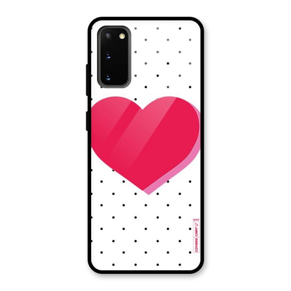 Pink Polka Heart Glass Back Case for Galaxy S20