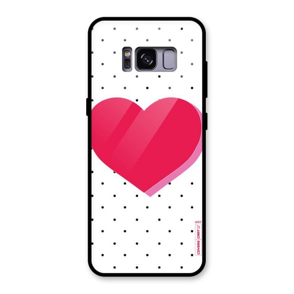 Pink Polka Heart Glass Back Case for Galaxy S8