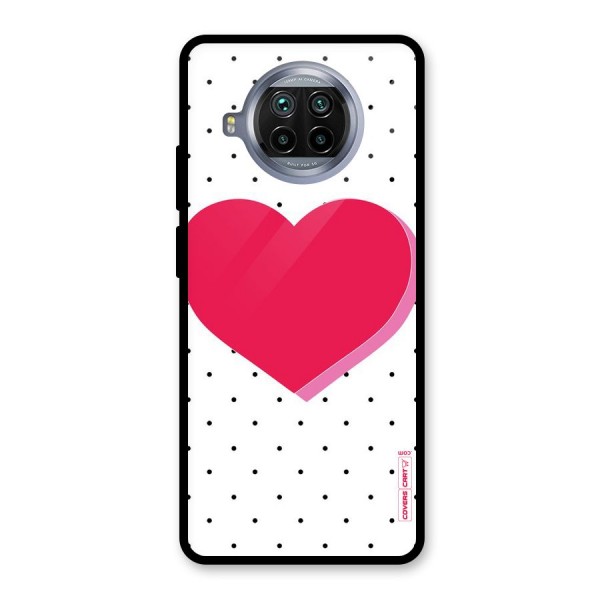 Pink Polka Heart Glass Back Case for Mi 10i