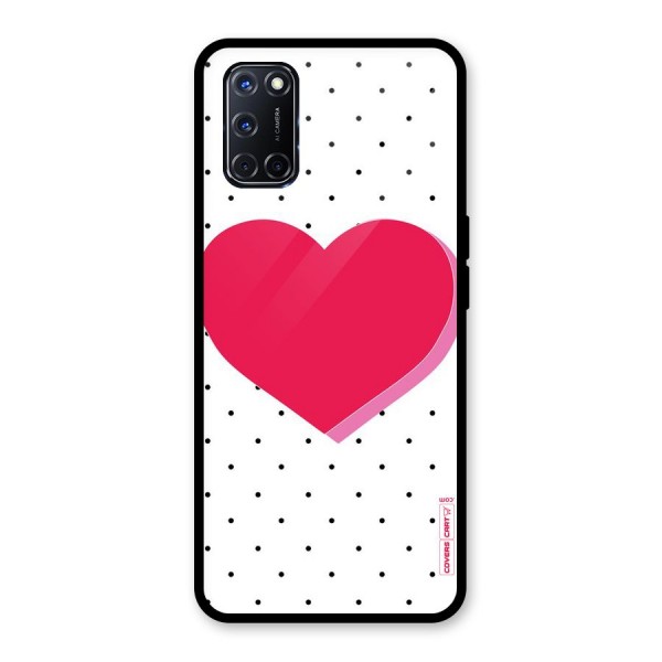 Pink Polka Heart Glass Back Case for Oppo A52