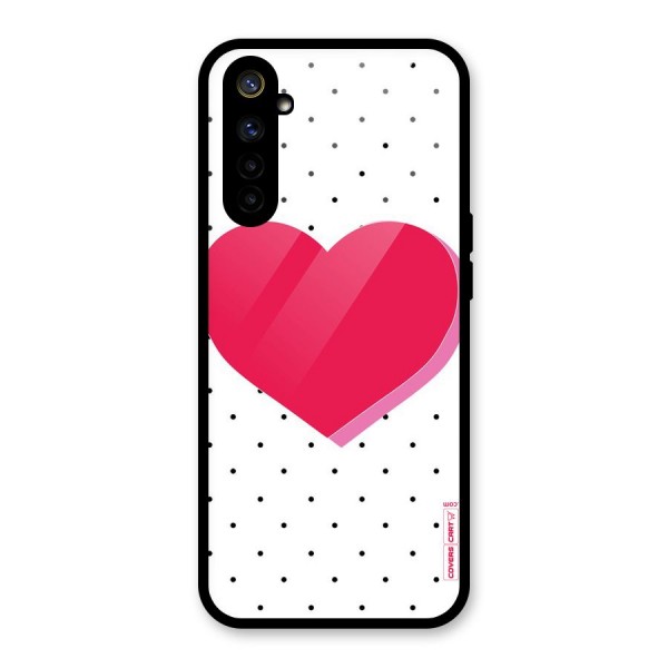 Pink Polka Heart Glass Back Case for Realme 6