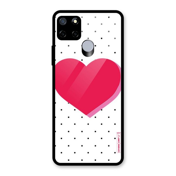 Pink Polka Heart Glass Back Case for Realme C15