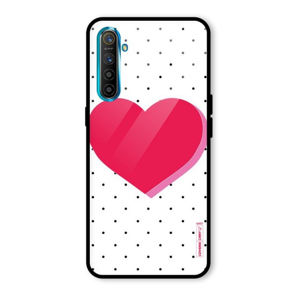 Pink Polka Heart Glass Back Case for Realme XT