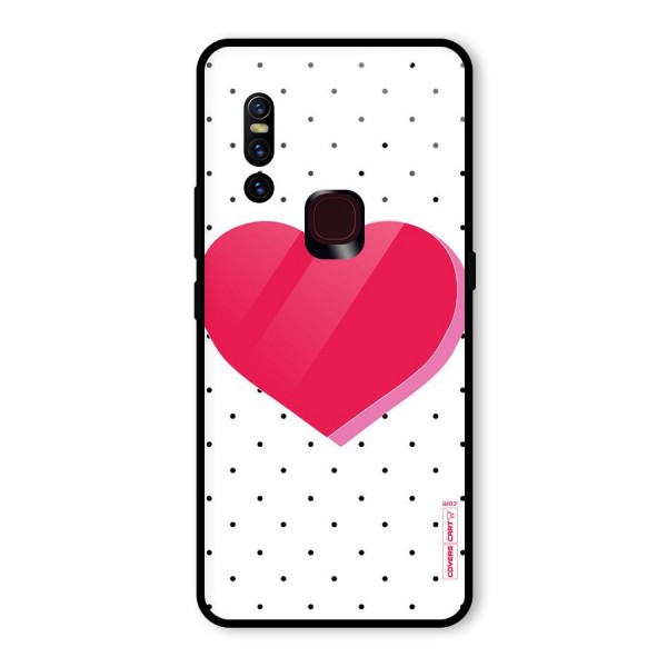 Pink Polka Heart Glass Back Case for Vivo V15