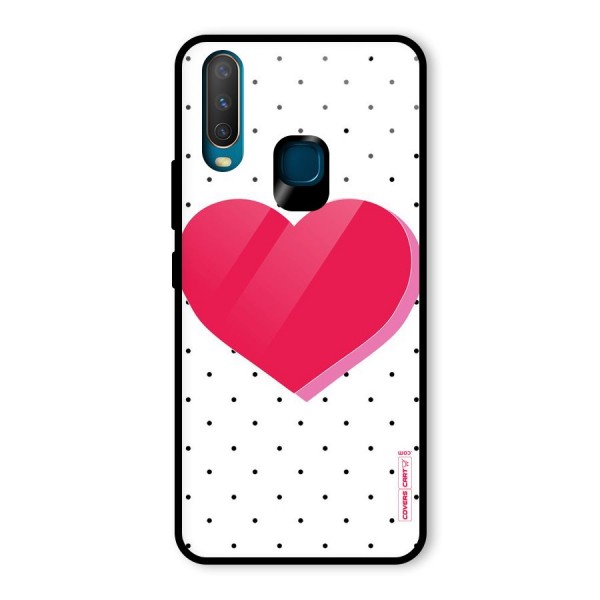 Pink Polka Heart Glass Back Case for Vivo Y12