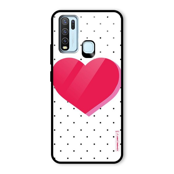 Pink Polka Heart Glass Back Case for Vivo Y30