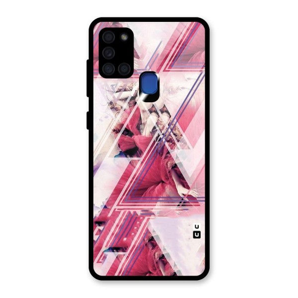 Pink Rose Abstract Glass Back Case for Galaxy A21s