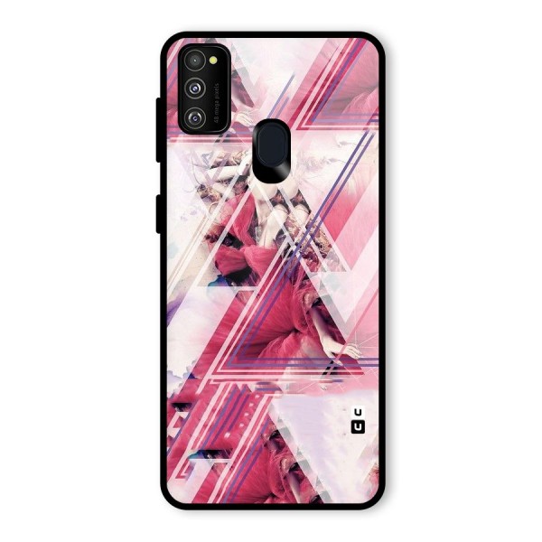 Pink Rose Abstract Glass Back Case for Galaxy M21