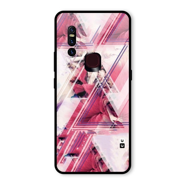 Pink Rose Abstract Glass Back Case for Vivo V15