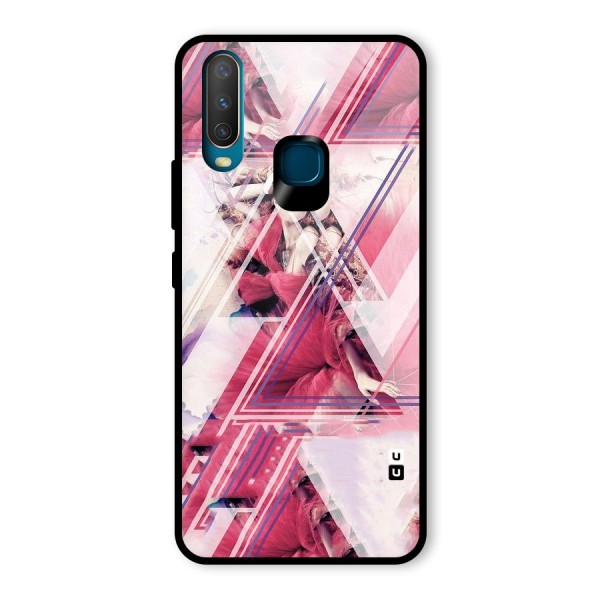 Pink Rose Abstract Glass Back Case for Vivo Y12