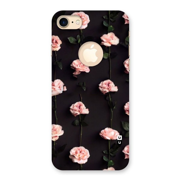 Pink Roses Back Case for iPhone 8 Logo Cut