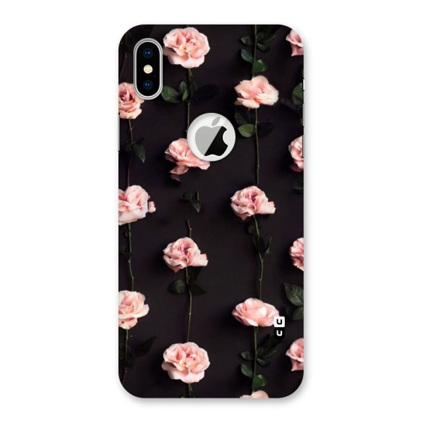 Pink Roses Back Case for iPhone XS Logo Cut