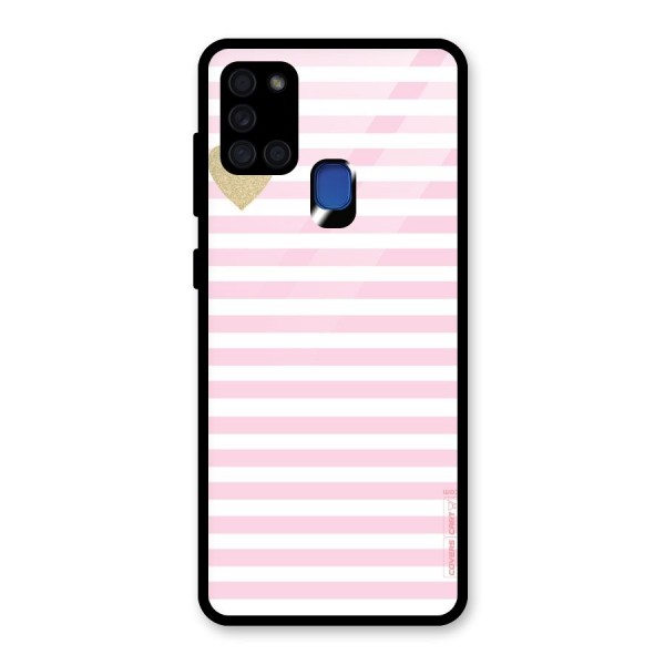 Pink Stripes Glass Back Case for Galaxy A21s