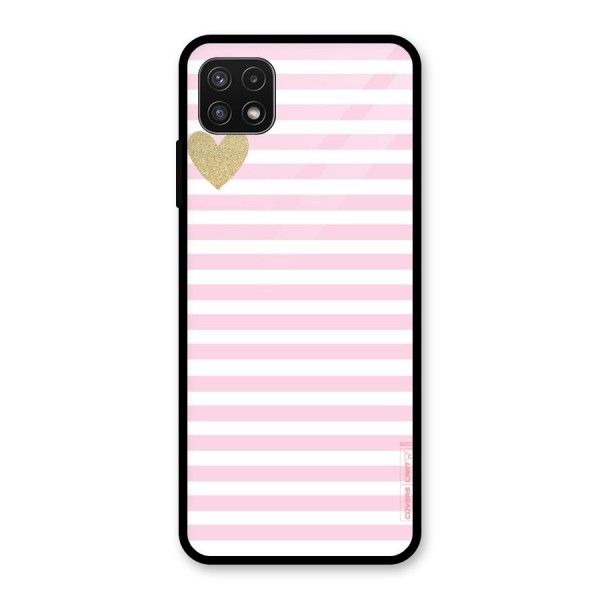 Pink Stripes Glass Back Case for Galaxy A22 5G