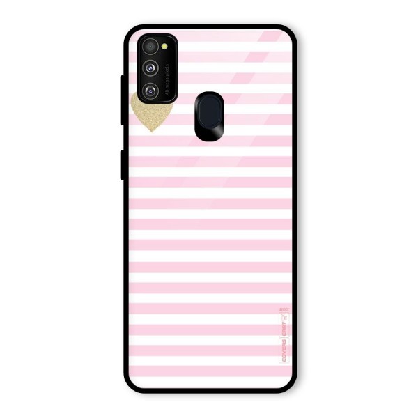 Pink Stripes Glass Back Case for Galaxy M21