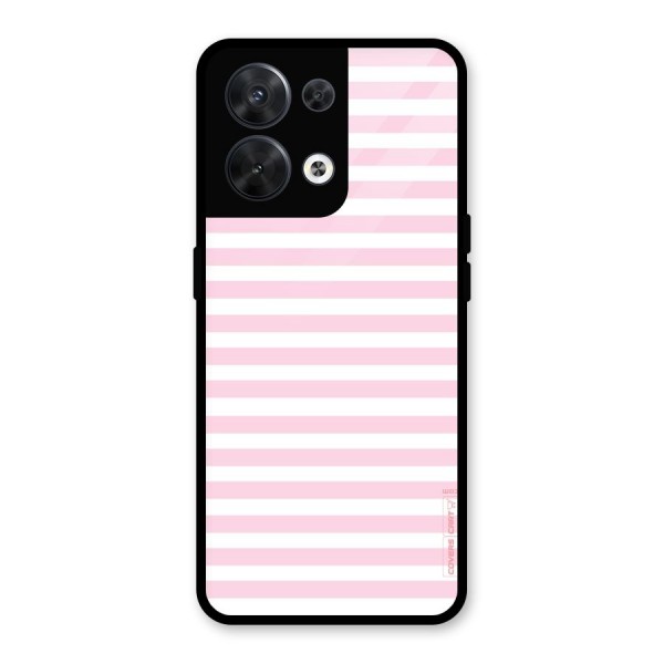 Pink Stripes Glass Back Case for Oppo Reno8 5G