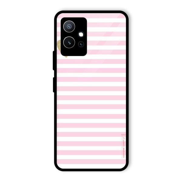 Pink Stripes Glass Back Case for Vivo T1 5G