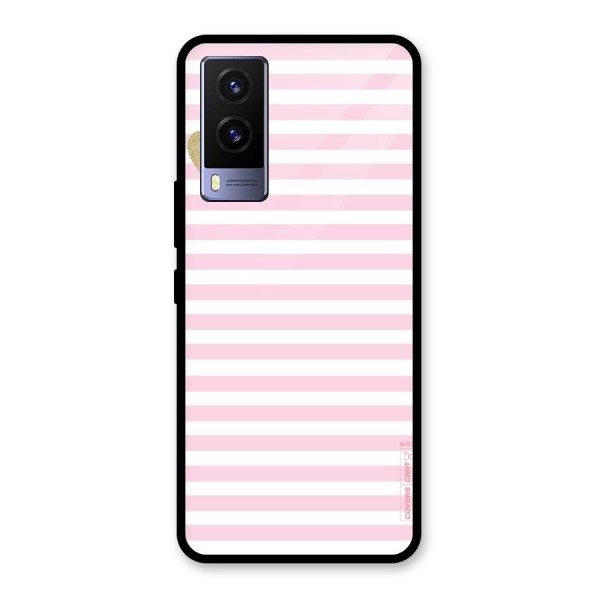 Pink Stripes Glass Back Case for Vivo V21e 5G