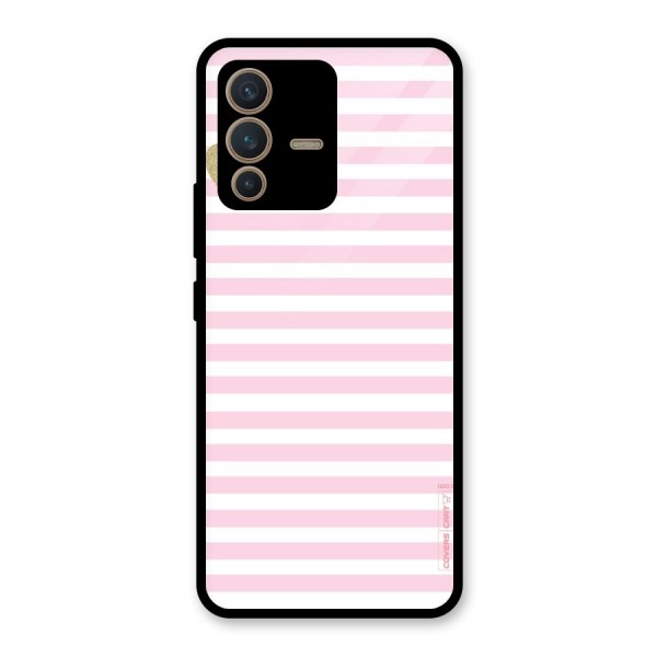 Pink Stripes Glass Back Case for Vivo V23 5G