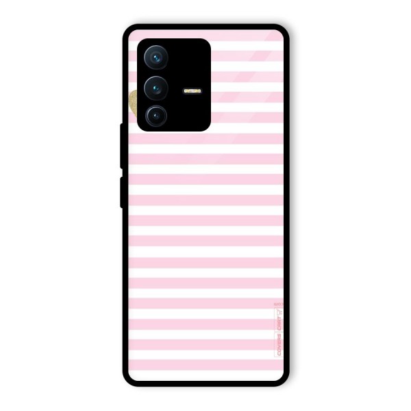 Pink Stripes Glass Back Case for Vivo V23 Pro