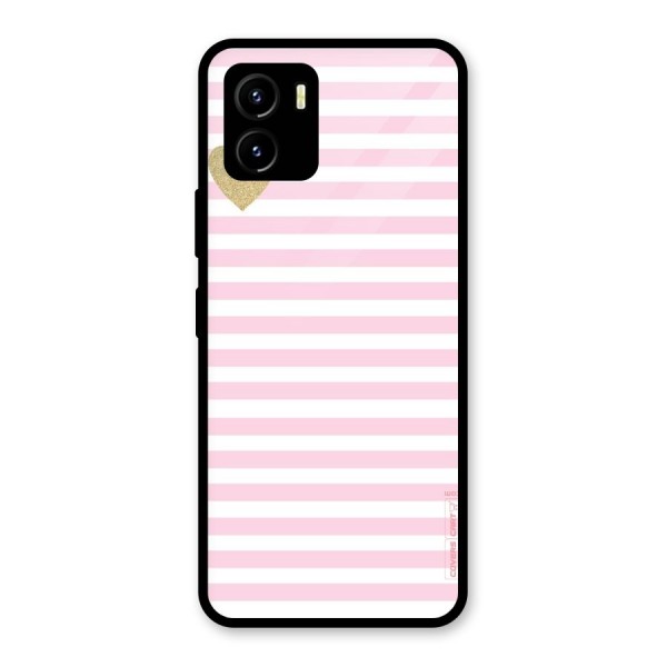 Pink Stripes Glass Back Case for Vivo Y15s