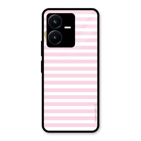 Pink Stripes Glass Back Case for Vivo Y22