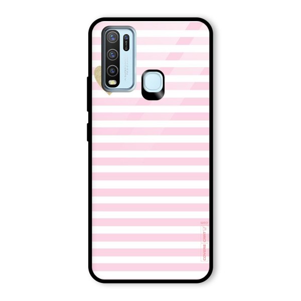 Pink Stripes Glass Back Case for Vivo Y30