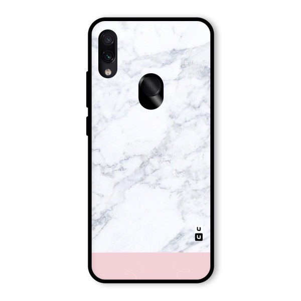 Pink White Merge Marble Glass Back Case for Redmi Note 7S