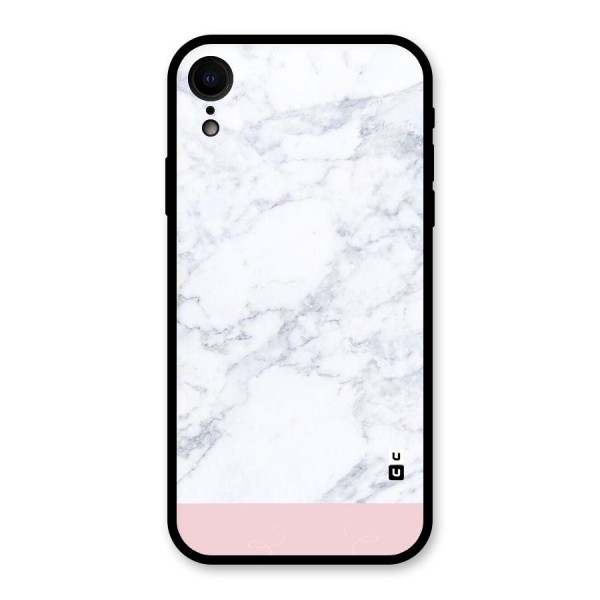 Pink White Merge Marble Glass Back Case for XR