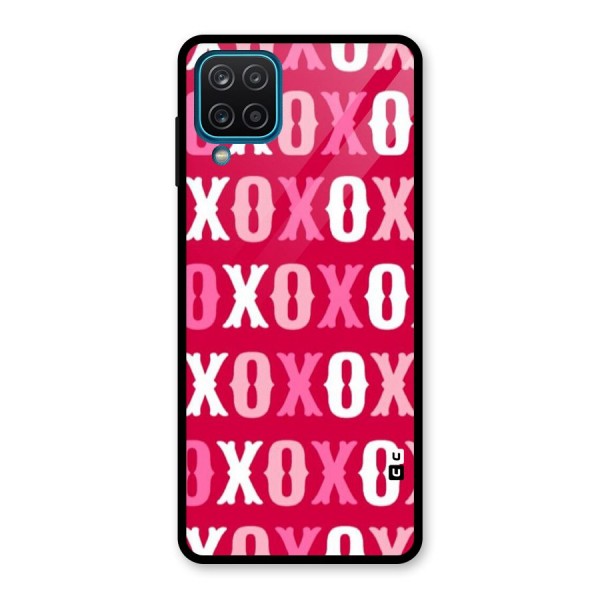 Pink White Xoxo Glass Back Case for Galaxy A12