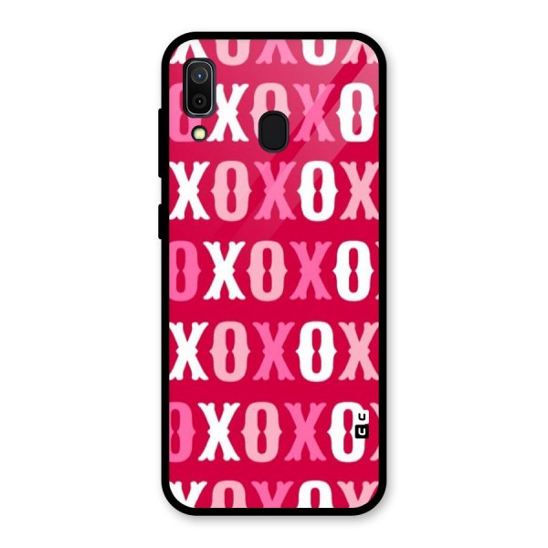 Pink White Xoxo Glass Back Case for Galaxy A30