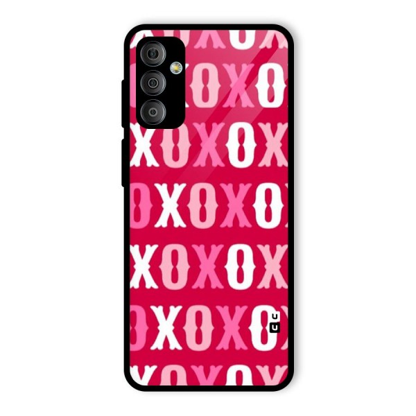 Pink White Xoxo Glass Back Case for Galaxy F23