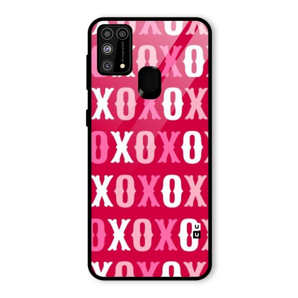 Pink White Xoxo Glass Back Case for Galaxy M31